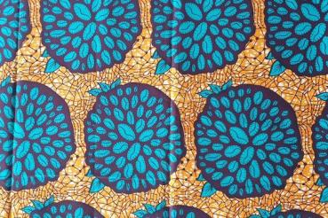 Preview: TURQUOISE SEEDBALL Waxprint Stoff
